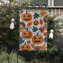 Retro Halloween Garden Flag With Jack-O'-Lanterns And Colorful Leaves - Vintage Fall Outdoor Decoration