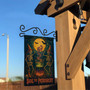 Skeleton Halloween Garden Flag For Feminists - Witches & Cauldron Design For Yard Decor