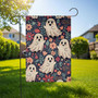 Cute Halloween Garden Flag - Whimsical Ghosts & Florals For Outdoor Fall Decor