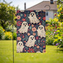 Cute Halloween Garden Flag - Whimsical Ghosts & Florals For Outdoor Fall Decor