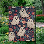 Cute Halloween Garden Flag - Whimsical Ghosts & Florals For Outdoor Fall Decor