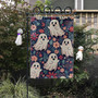 Cute Halloween Garden Flag - Whimsical Ghosts & Florals For Outdoor Fall Decor