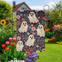 Cute Halloween Garden Flag - Whimsical Ghosts & Florals For Outdoor Fall Decor