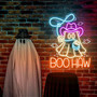 Boohaw Neon Sign – Cowboy Ghost LED Wall Art for Retro Western Halloween Decor