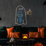 Ghost Coffee Neon Sign – Halloween Indoor Decor with Cat & Spooky Café Vibes