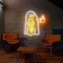 Ghost Coffee Neon Sign – Halloween Indoor Decor with Cat & Spooky Café Vibes