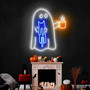 Ghost Coffee Neon Sign – Halloween Indoor Decor with Cat & Spooky Café Vibes