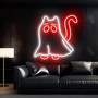 Halloween Cat Ghost Neon Sign – Fun LED Bedroom Decor for Cat Moms