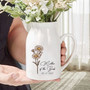 Personalized Mother's Day Ceramic Flower Vase - Mother Of The Bride & Groom Gift - Birth Month Flower Design For Mom