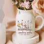 Thoughtful Garden Ceramic Flower Vase For Grandma - Personalized Mother's Day Gift With Birth Month Flowers And Family Names