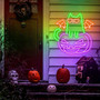 Glowing Pumpkin Cat Neon Sign – Glowing Halloween LED Bedroom Decor for Cat Lovers