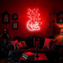 Handmade Skull Heart Fire Neon Sign For Halloween Gothic Home Decor - Unique Horror Party Wall Art