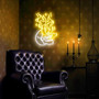 Handmade Skull Heart Fire Neon Sign For Halloween Gothic Home Decor - Unique Horror Party Wall Art