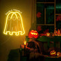 Ghost Boo Neon Sign – Kids Room Halloween Decor, Spooky LED Light, Ghost Wall Art