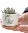 50 Years Wreath Personalized Plant Pot – Custom Ceramic Flower Planter with Name & Date for Wedding Anniversary Gift