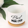 Mother's Day Succulent Pot – “Best Mom Ever” Ceramic Flower Planter with Drainage, Small Quote Pot for Mom Gift