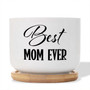 Mother's Day Succulent Pot – “Best Mom Ever” Ceramic Flower Planter with Drainage, Small Quote Pot for Mom Gift