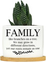 Family Like Branches on a Tree Ceramic Plant Pot – Inspirational Quote Planter with Tray, Succulent Pot Gift for Mom Dad or Siblings