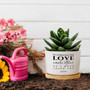 Love Each Other As I Have Loved You" Ceramic Planter – Flower Pot with Drainage & Saucer for Indoor Plants, Christian Home Decor