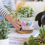 Personalized Memorial Butterfly Ceramic Plant Pot – Custom Name & Photo Sympathy Gift with Tray for Loss of Mom or Dad in Heaven