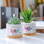 Personalized Memorial Butterfly Ceramic Plant Pot – Custom Name & Photo Sympathy Gift with Tray for Loss of Mom or Dad in Heaven