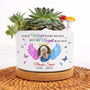 Personalized Memorial Butterfly Ceramic Plant Pot – Custom Name & Photo Sympathy Gift with Tray for Loss of Mom or Dad in Heaven