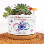 Personalized Memorial Ceramic Plant Pot – Custom Christian Sympathy Flower Planter with Tray and Name for Loss of Loved One