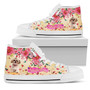 女性用のかわいいシーズー犬の花柄ハイトップシューズ、男性用のカスタムシューズ