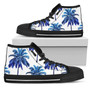 ブルーパームツリーパターンプリント女性用ハイトップシューズ