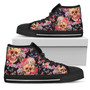 ブロッサムピオニースカルパターンプリント女性用ハイトップシューズ