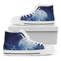 夜空満月プリント白ハイトップシューズ