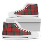 Stewart Tartan Scottish Pattern Print White High Top Shoes: スチュワートタータンスコットランドパターンプリントホワイトハイトップシューズ