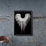 Touching Angel Wings Canvas Art - Black And White Wall Decor For Living Room