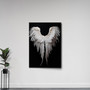 Touching Angel Wings Canvas Art - Black And White Wall Decor For Living Room