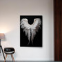 Touching Angel Wings Canvas Art - Black And White Wall Decor For Living Room