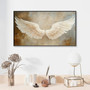 Vintage Angel Wings Canvas Wall Art For Bedroom - White Feather Design