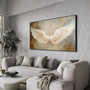 Vintage Angel Wings Canvas Wall Art For Bedroom - White Feather Design