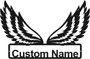 Angel wings metal wall decor with custom name in script, personalized housewarming gift for living room accent wall