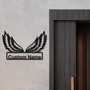 Angel wings metal wall decor, custom name centerpiece, personalized art for living room, heartfelt housewarming gift