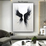 Abstract Angel Wings Canvas For Living Room - Black And White Feather Decor