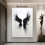 Abstract Angel Wings Canvas For Living Room - Black And White Feather Decor