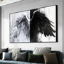 Modern Black & White Angel Wings Canvas Art - Abstract Angel Wing Decor For Living Room Or Bedroom