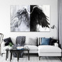 Modern Black & White Angel Wings Canvas Art - Abstract Angel Wing Decor For Living Room Or Bedroom