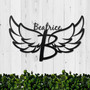 Personalized Angel Wings Metal Sign With LED Light - Outdoor Custom Family Name Decor For Home & Kitchen