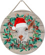 Personalized Farm Animal Wood Goat Sign For Entryway Or Kitchen - Christmas Wreath Design