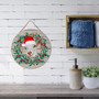 Personalized Farm Animal Wood Goat Sign For Entryway Or Kitchen - Christmas Wreath Design