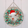Personalized Farm Animal Wood Goat Sign For Entryway Or Kitchen - Christmas Wreath Design