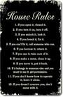 Inspirational Family Rules Metal Sign For Farmhouse Living Room Decor