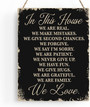 Inspirational Family Rules Wood Sign For Farmhouse Living Room Decor