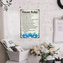 Farmhouse Family Rules Metal Sign For Living Room Inspirational Tin Wall Art Decor